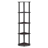 Furinno Turn-N-Tube 5 Tier Corner Display Rack Multipurpose Shelving Unit, Dark Walnut